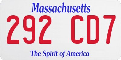 MA license plate 292CD7