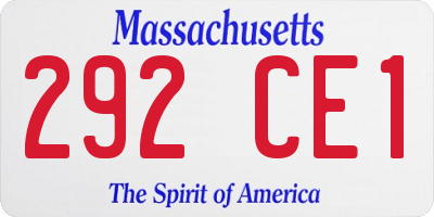 MA license plate 292CE1