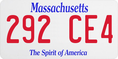 MA license plate 292CE4