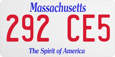 MA license plate 292CE5