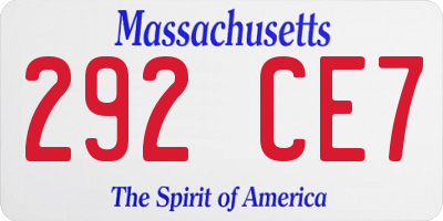 MA license plate 292CE7