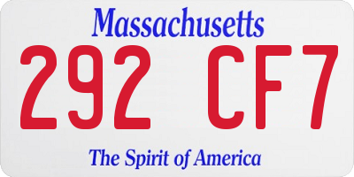 MA license plate 292CF7