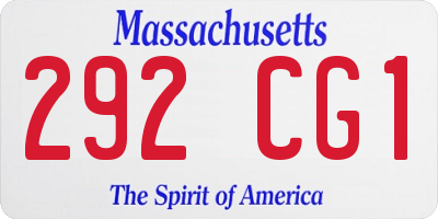 MA license plate 292CG1