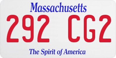 MA license plate 292CG2