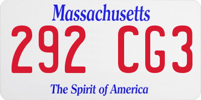 MA license plate 292CG3