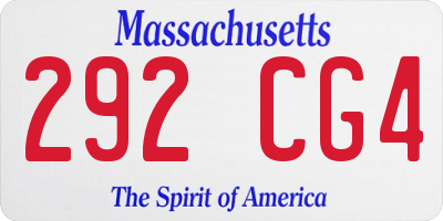 MA license plate 292CG4