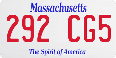 MA license plate 292CG5