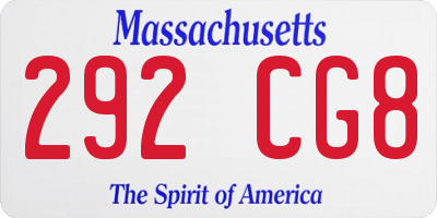 MA license plate 292CG8