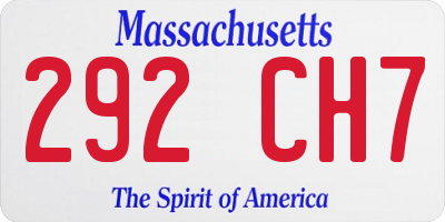 MA license plate 292CH7