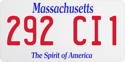 MA license plate 292CI1