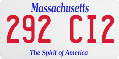 MA license plate 292CI2
