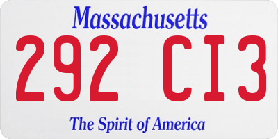 MA license plate 292CI3