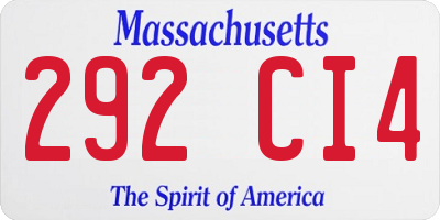 MA license plate 292CI4