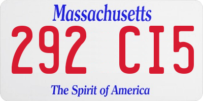 MA license plate 292CI5