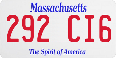 MA license plate 292CI6