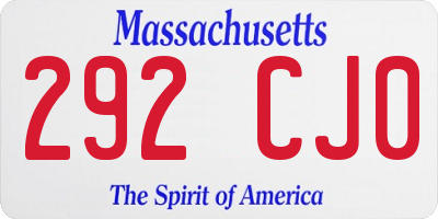 MA license plate 292CJ0