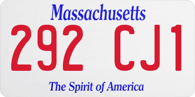 MA license plate 292CJ1