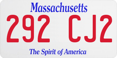 MA license plate 292CJ2
