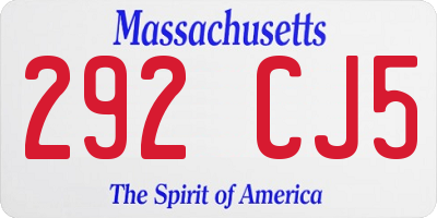 MA license plate 292CJ5