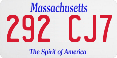 MA license plate 292CJ7