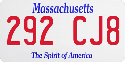 MA license plate 292CJ8