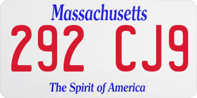 MA license plate 292CJ9