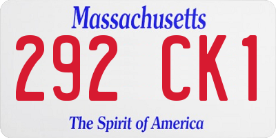 MA license plate 292CK1