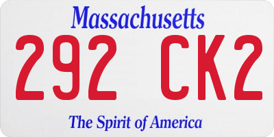 MA license plate 292CK2