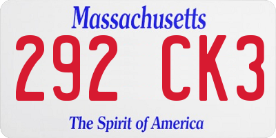 MA license plate 292CK3