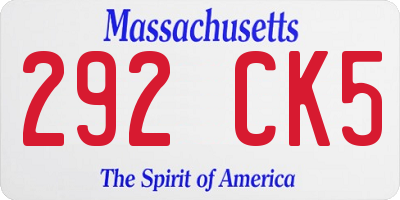 MA license plate 292CK5