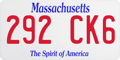 MA license plate 292CK6