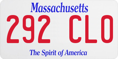 MA license plate 292CL0