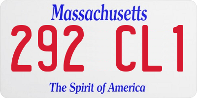 MA license plate 292CL1