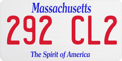 MA license plate 292CL2