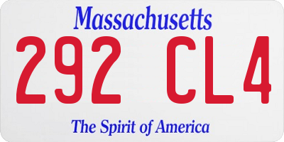 MA license plate 292CL4