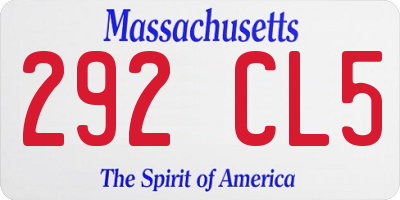 MA license plate 292CL5