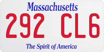 MA license plate 292CL6