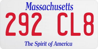 MA license plate 292CL8