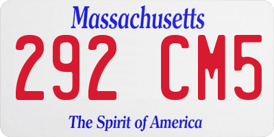 MA license plate 292CM5
