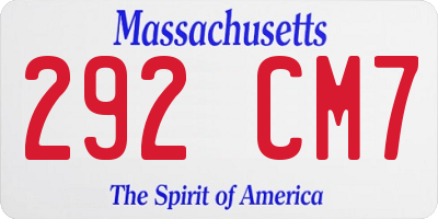 MA license plate 292CM7
