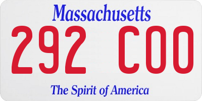 MA license plate 292CO0