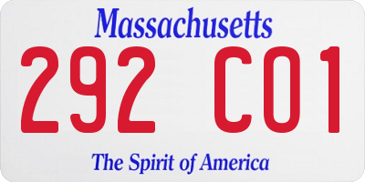 MA license plate 292CO1