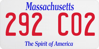 MA license plate 292CO2