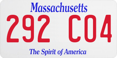 MA license plate 292CO4
