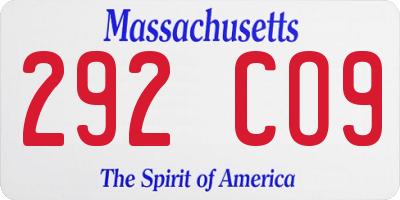 MA license plate 292CO9