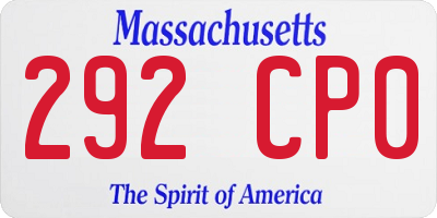 MA license plate 292CP0