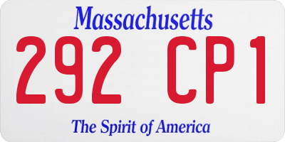 MA license plate 292CP1