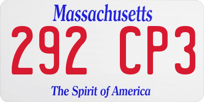 MA license plate 292CP3