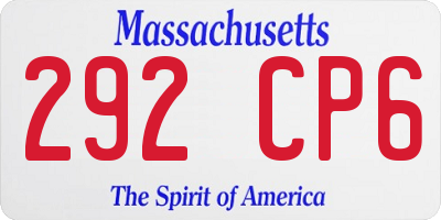 MA license plate 292CP6