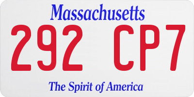 MA license plate 292CP7